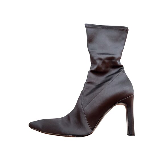 Casadei Black Silk Stretch Sock Boots 90mm Heel Size 10 | Made in Italy - Picture 2 of 3